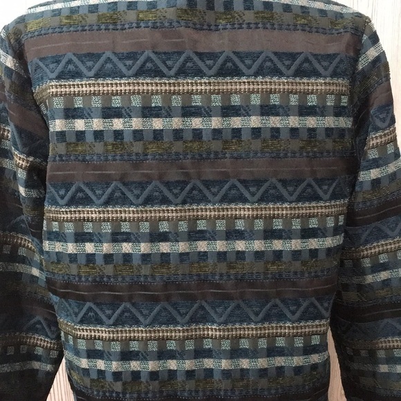 Vintage Womens Blazer Blue Turquoise Geometric Pattern Size 14 - Picture 8 of 9